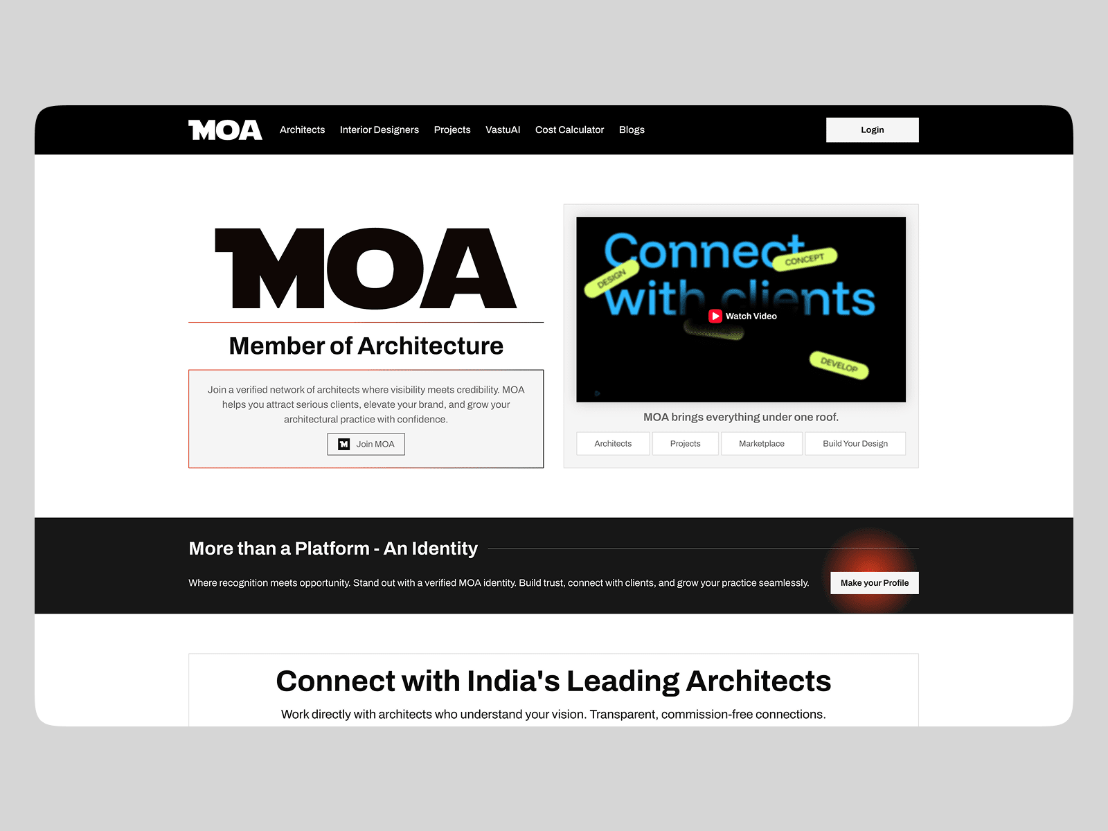 MOA — Member of Architecture, the platform homepage