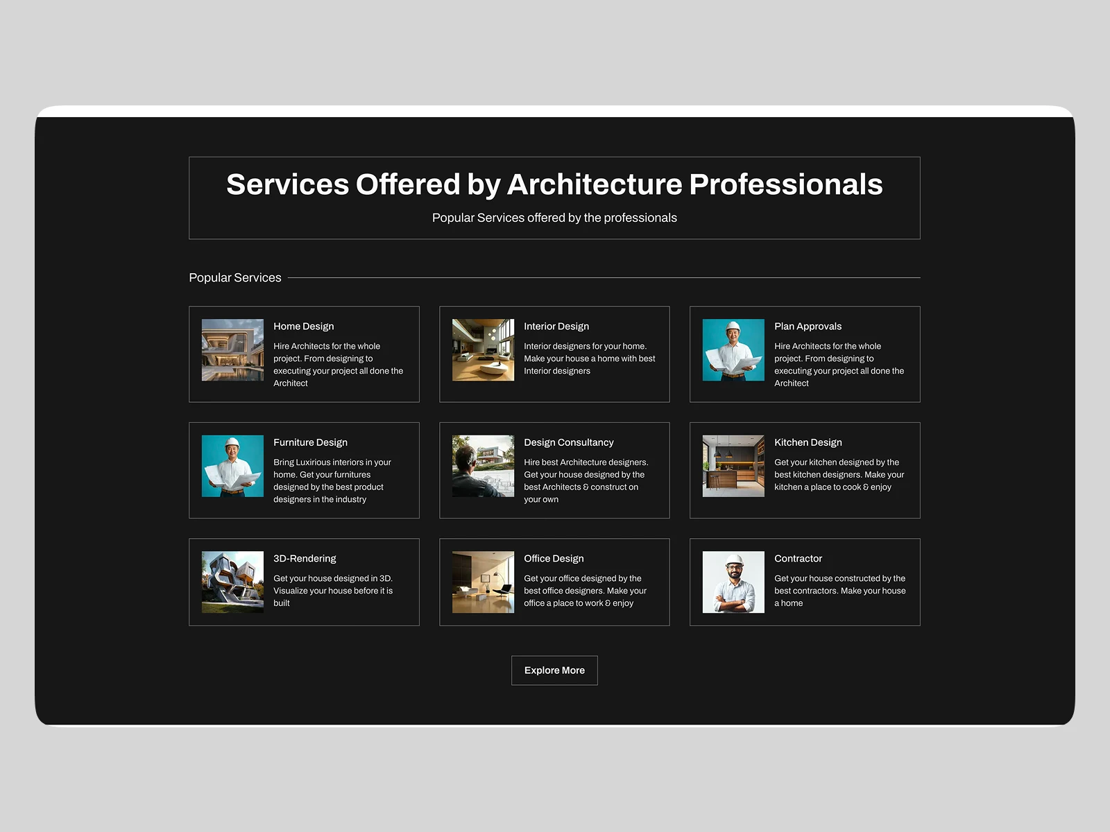 The services architects list, from home design to plan approvals