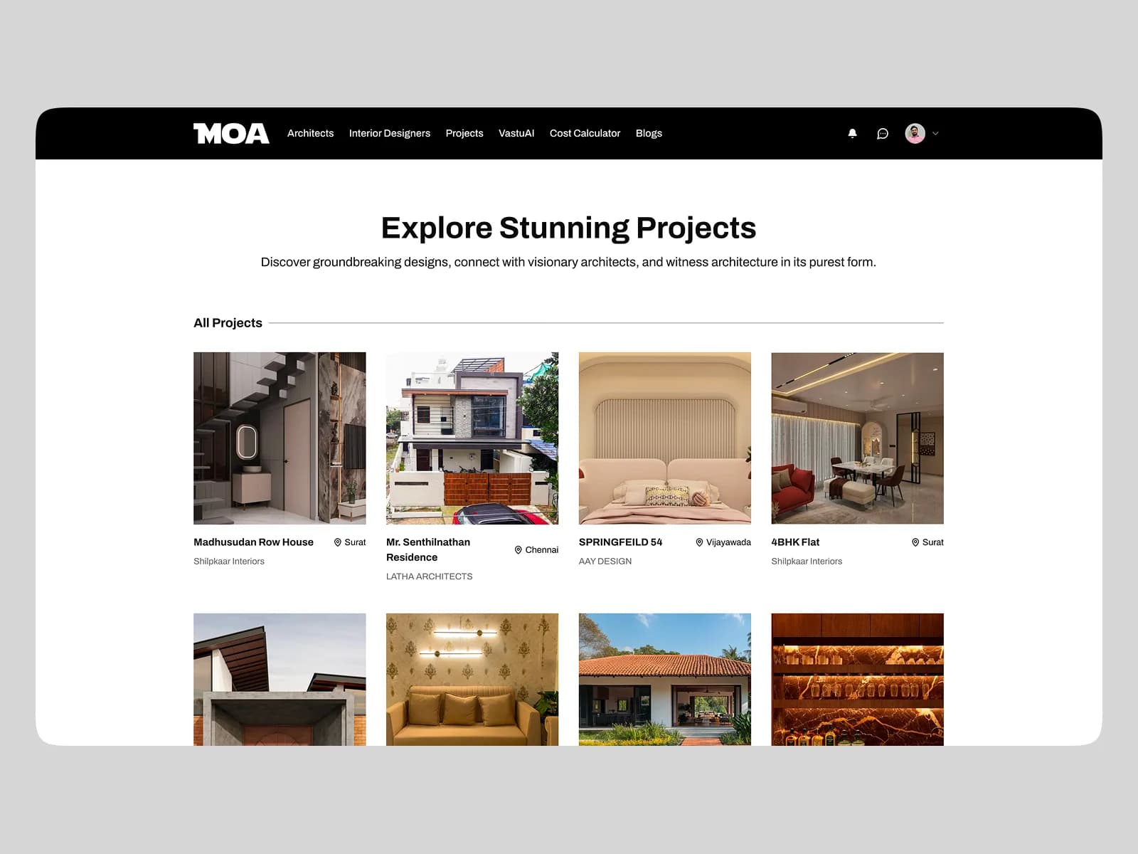 Browsing every project on the platform