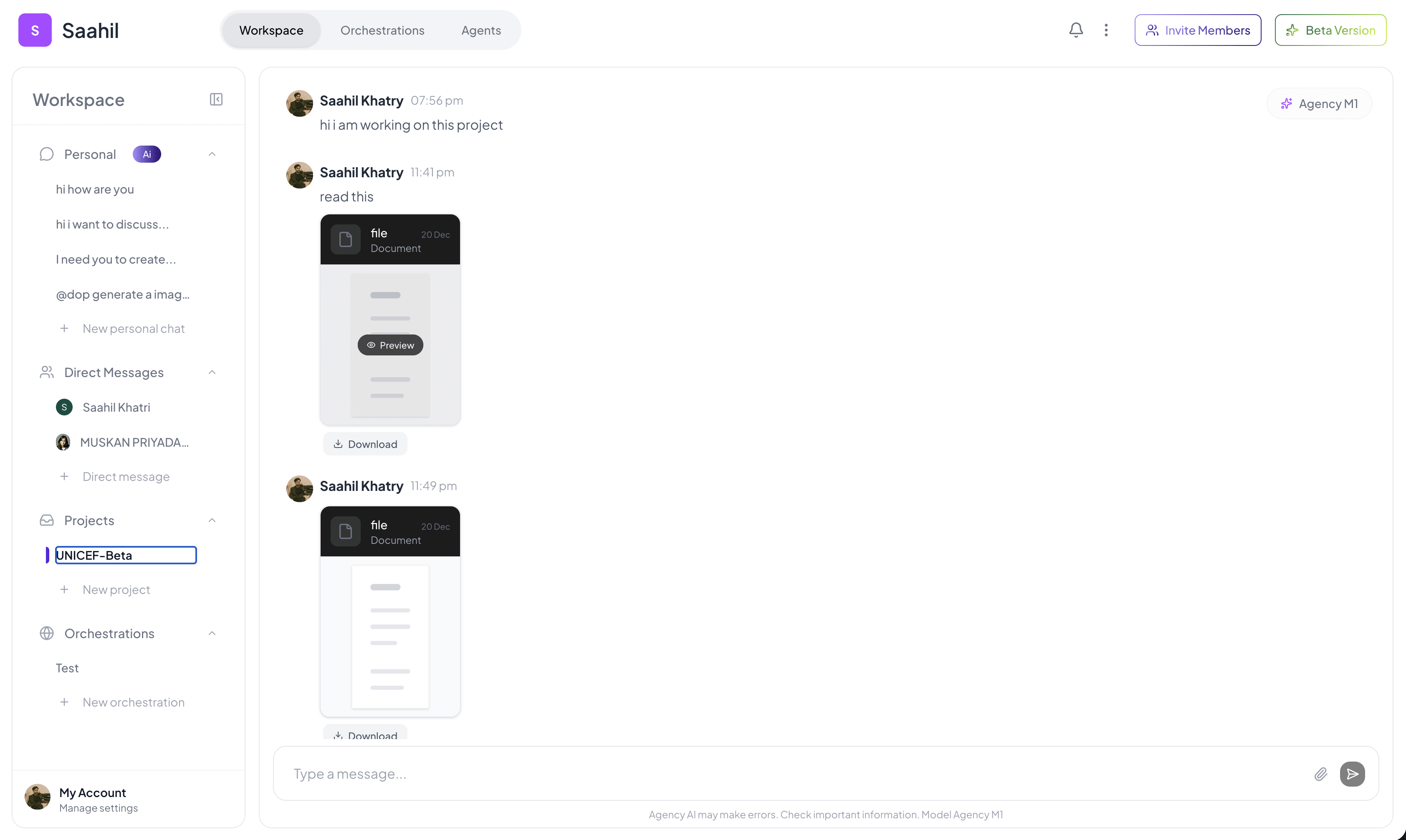 Documents shared into a chat and previewed without leaving it